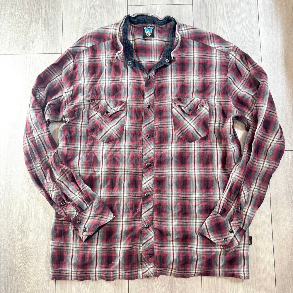 KUHL Men’s Lowdown Snap Close Red Flannel Shirt Size Medium